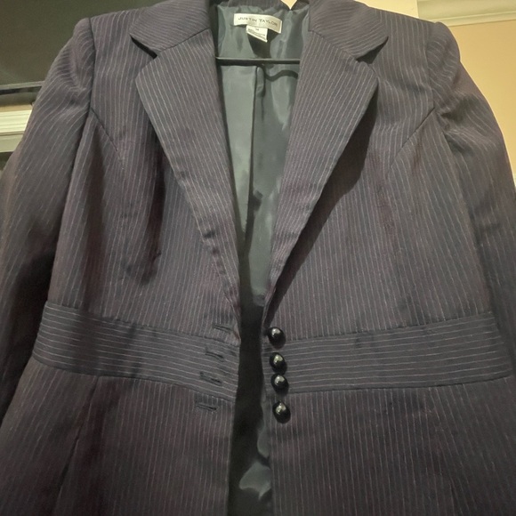 Just...Taylor Dark Purple Pinstripe Blazer - Picture 2 of 5